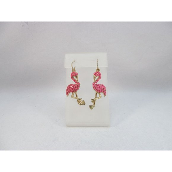 Pink Flamingo Beaded Pierced Earrings - Picture 9 of 11
